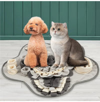 Dog snuffle mat in use — nose work mental stimulation activity