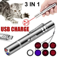USB rechargeable cat laser pointer with 3 modes and 5 light patterns