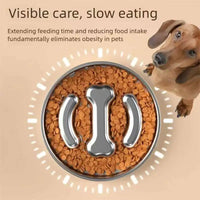 Stainless steel slow feeder dog bowl — hygienic anti-bloat maze design
