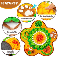 Shape snuffle mat dog toy — flower petal foraging design
