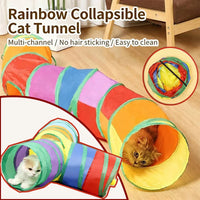 Multi-shape collapsible cat tunnel in S/T/Y shape for cats and kittens