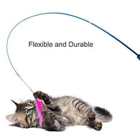 Cat wand toy retractable — feather and bell attachment for play